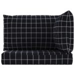 Coussins de palette 3 pcs motif à carreaux noir tissu Oxford – Image 2