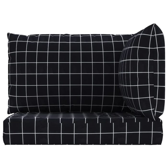 Coussins de palette 3 pcs motif à carreaux noir tissu Oxford – Image 2