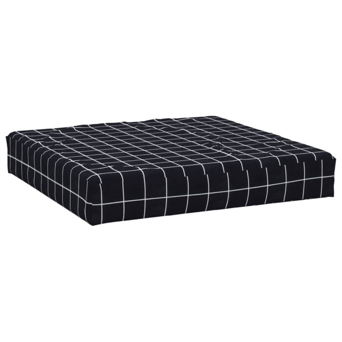 Coussins de palette 3 pcs motif à carreaux noir tissu Oxford – Image 4
