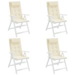 Coussins de chaise à dossier haut lot de 4 crème tissu oxford – Image 2