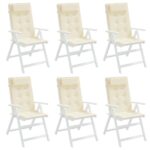 Coussins de chaise à dossier haut lot de 6 crème tissu oxford – Image 2