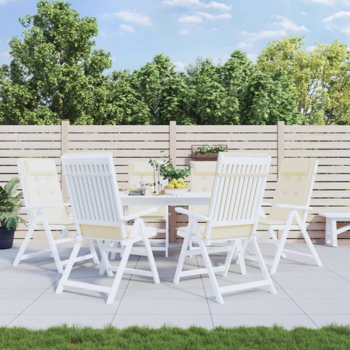 Coussins de chaise à dossier haut lot de 6 crème tissu oxford – Image 1