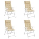 Coussins de chaise à dossier haut lot de 4 beige tissu oxford – Image 2