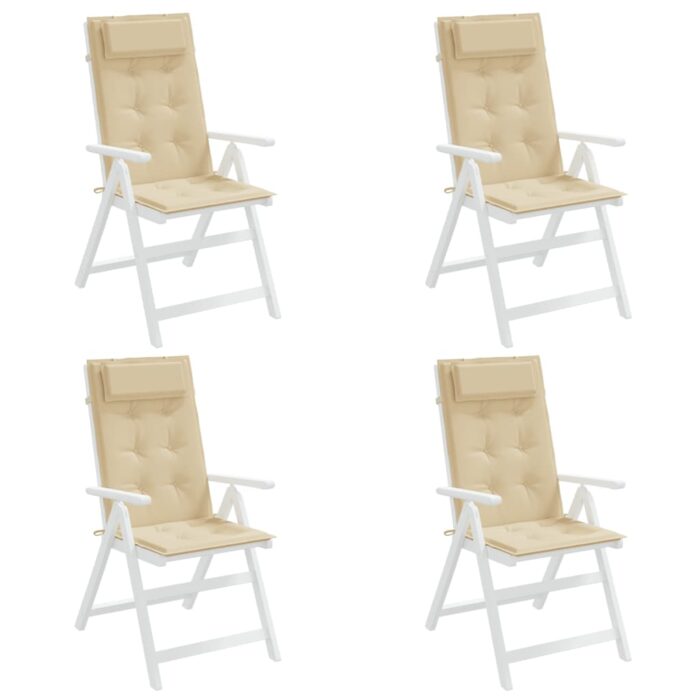 Coussins de chaise à dossier haut lot de 4 beige tissu oxford – Image 2
