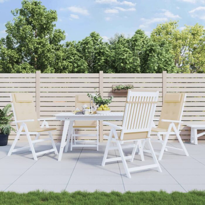 Coussins de chaise à dossier haut lot de 4 beige tissu oxford – Image 1