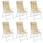 Coussins de chaise à dossier haut lot de 6 beige tissu oxford – Image 2