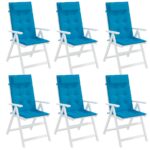 Coussins de chaise à dossier haut lot de 6 bleu clair – Image 2