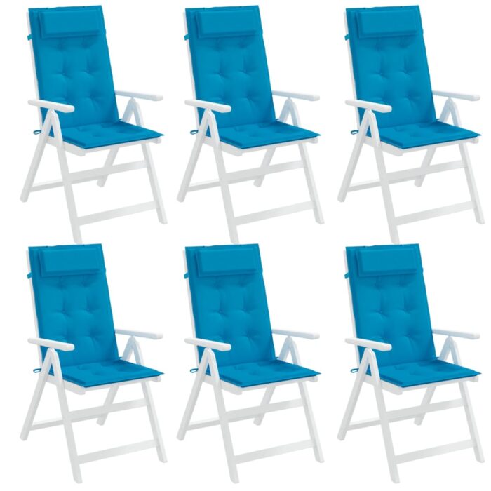 Coussins de chaise à dossier haut lot de 6 bleu clair – Image 2