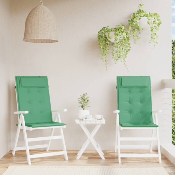 Coussins de chaise à dossier haut lot de 2 vert tissu oxford – Image 1