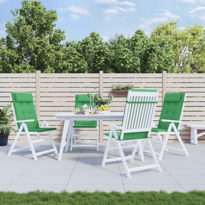Coussins de chaise à dossier haut lot de 4 vert tissu oxford – Image 1