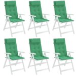Coussins de chaise à dossier haut lot de 6 vert tissu oxford – Image 2