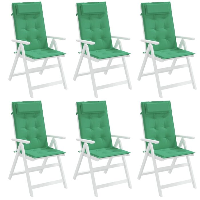 Coussins de chaise à dossier haut lot de 6 vert tissu oxford – Image 2