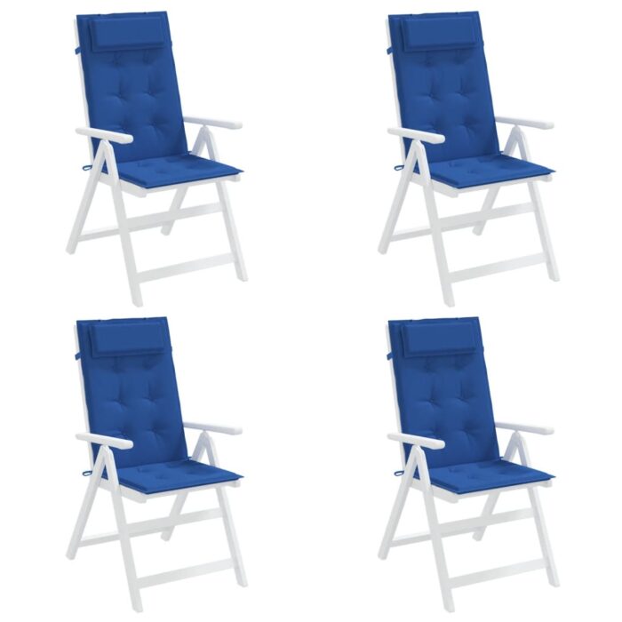 Coussins de chaise à dossier haut lot de 4 bleu royal – Image 2