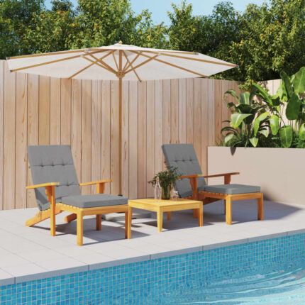 Coussins de chaise longue lot de 2 gris tissu oxford