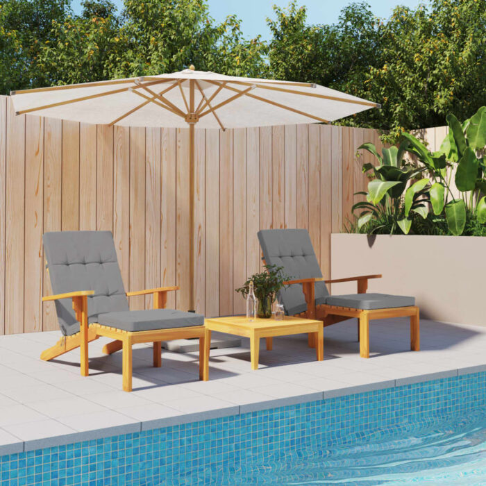 Coussins de chaise longue lot de 2 gris tissu oxford – Image 1