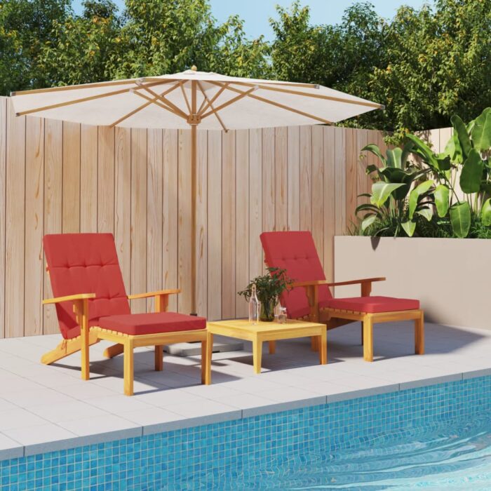 Coussins de chaise longue lot de 2 rouge tissu oxford – Image 1