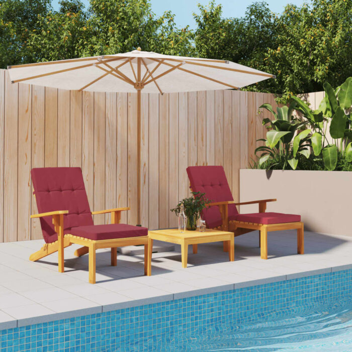 Coussins de chaise longue lot de 2 rouge bordeaux tissu oxford – Image 1