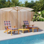 Coussins de chaise longue lot de 2 motif à carreaux rouges