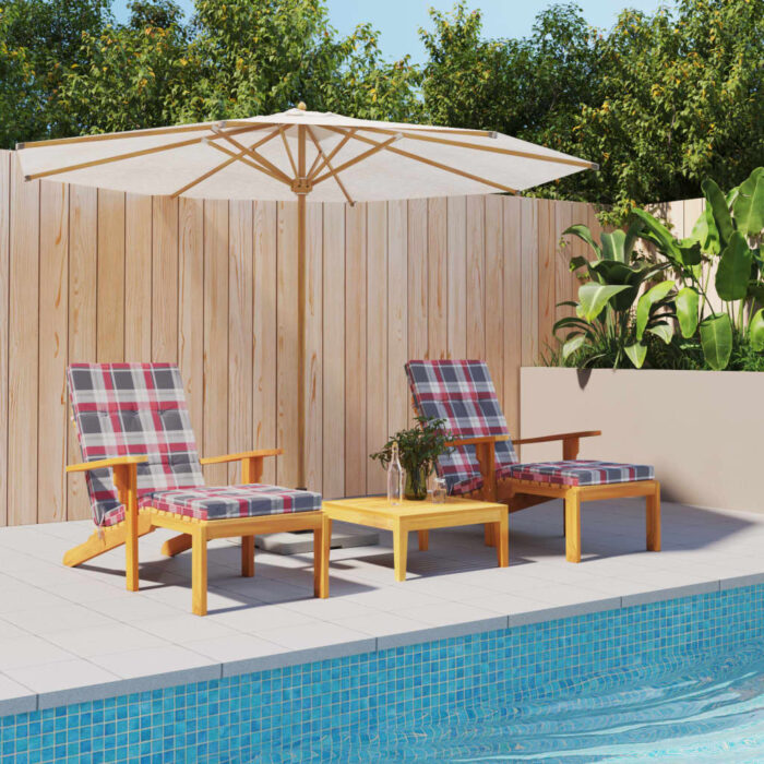 Coussins de chaise longue lot de 2 motif à carreaux rouges – Image 1