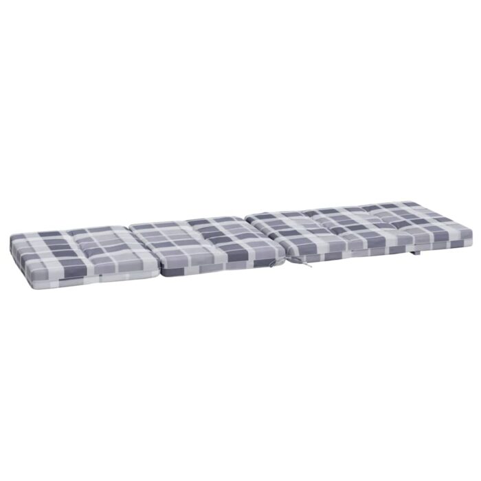 Coussins de chaise longue lot de 2 gris motif à carreaux – Image 4