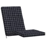 Coussins de chaise longue lot de 2 noir motif à carreaux – Image 2