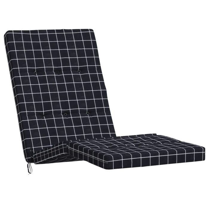 Coussins de chaise longue lot de 2 noir motif à carreaux – Image 2