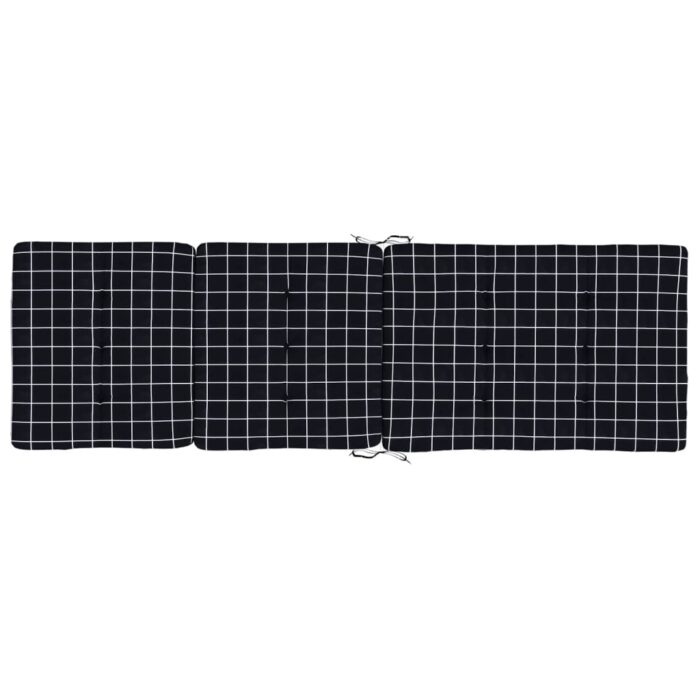 Coussins de chaise longue lot de 2 noir motif à carreaux – Image 3