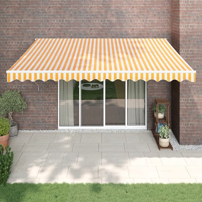 Auvent rétractable jaune et blanc 4,5x3 m tissu et aluminium – Image 1