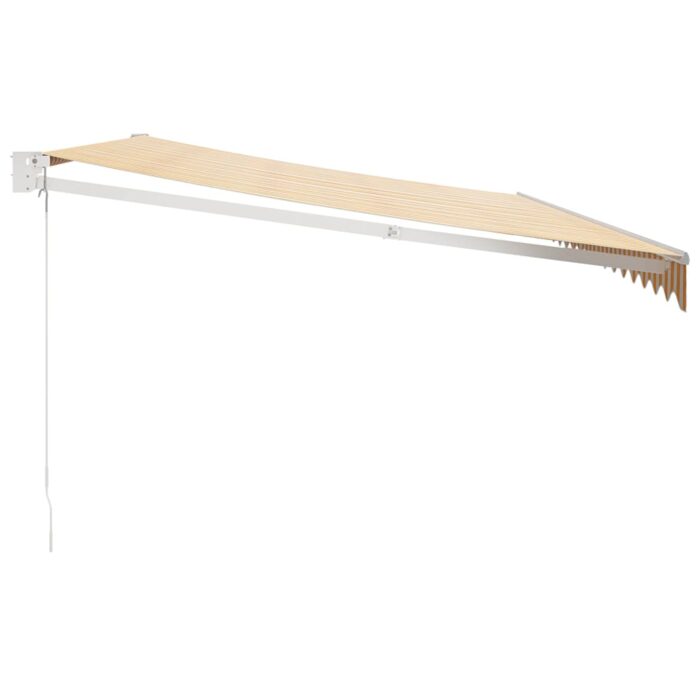 Auvent rétractable jaune et blanc 5x3 m tissu et aluminium – Image 2