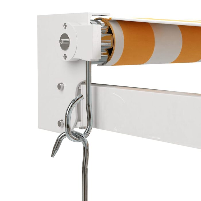 Auvent rétractable jaune et blanc 5x3 m tissu et aluminium – Image 5