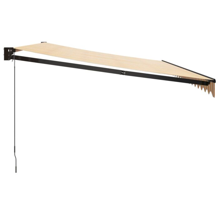 Auvent rétractable jaune et blanc 5x3 m tissu et aluminium – Image 2