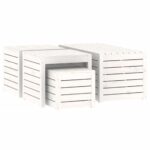 Ensemble de boîtes de jardin 4 pcs blanc bois de pin massif – Image 3