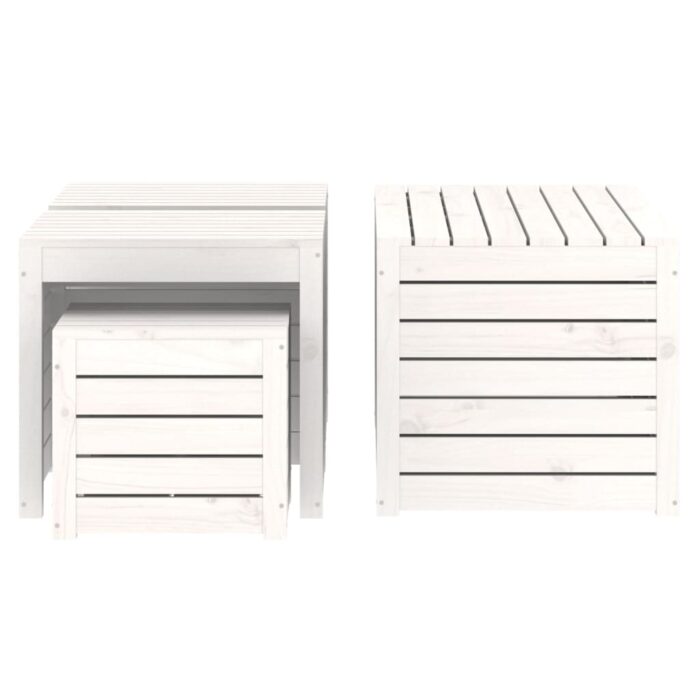 Ensemble de boîtes de jardin 4 pcs blanc bois de pin massif – Image 4