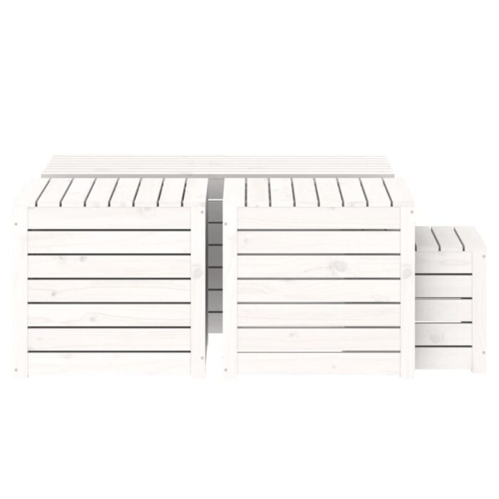 Ensemble de boîtes de jardin 4 pcs blanc bois de pin massif – Image 5
