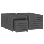 Ensemble de boîtes de jardin 4 pcs gris bois de pin massif – Image 3