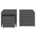 Ensemble de boîtes de jardin 4 pcs gris bois de pin massif – Image 4