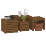 Ensemble de boîtes de jardin 4 pcs marron miel bois pin massif – Image 2