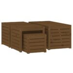Ensemble de boîtes de jardin 4 pcs marron miel bois pin massif – Image 3