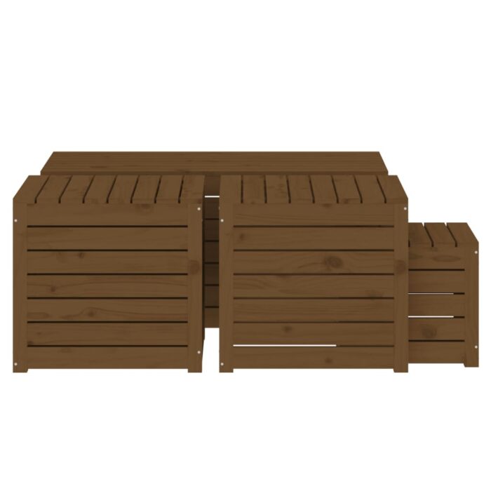 Ensemble de boîtes de jardin 4 pcs marron miel bois pin massif – Image 5
