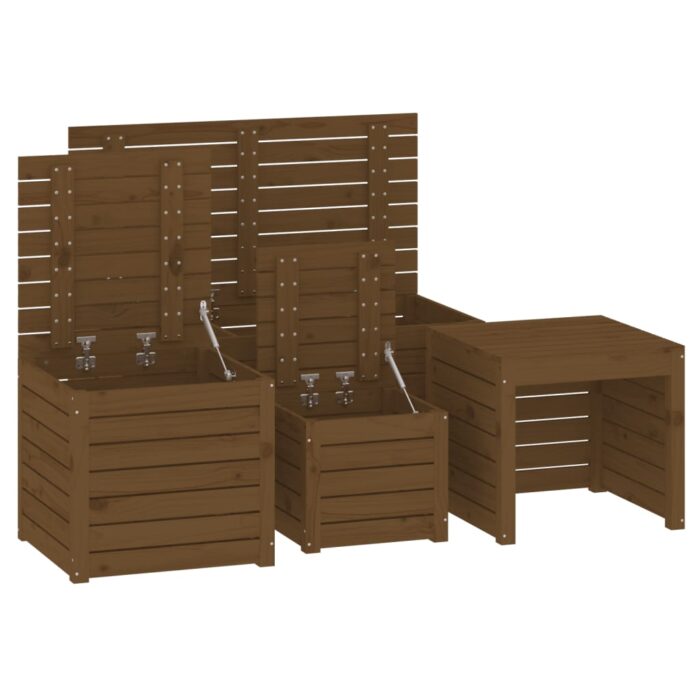 Ensemble de boîtes de jardin 4 pcs marron miel bois pin massif – Image 6