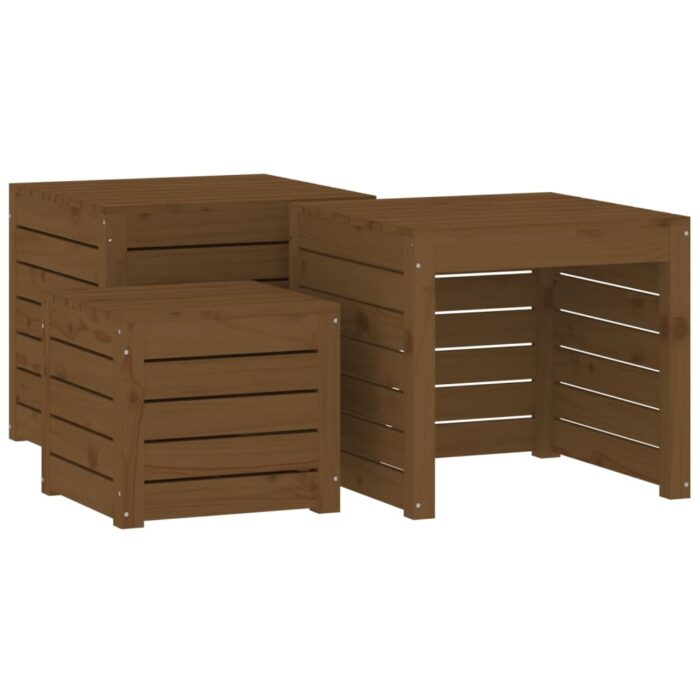 Ensemble de boîtes de jardin 4 pcs marron miel bois pin massif – Image 7
