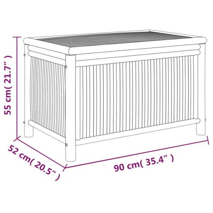 Boîte de rangement de jardin 90x52x55 cm Bambou – Image 6