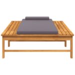 Chaise longue et coussin/oreiller gris foncé bois massif acacia – Image 2