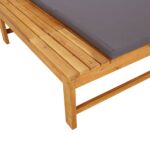 Chaise longue et coussin/oreiller gris foncé bois massif acacia – Image 5