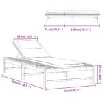 Chaise longue et coussin/oreiller gris foncé bois massif acacia – Image 7