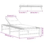 Chaise longue et coussin/oreiller gris foncé bois massif acacia – Image 8