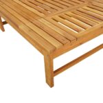 Chaise longue coussin/oreiller blanc crème bois massif acacia – Image 6