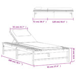 Chaise longue coussin/oreiller blanc crème bois massif acacia – Image 8