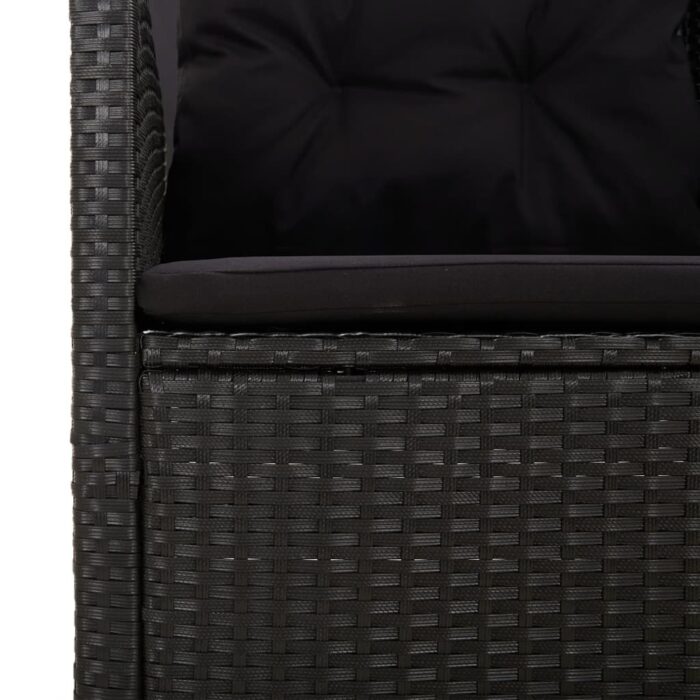 Banc de jardin inclinable et coussins noir 118cm résine tressée – Image 5