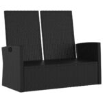 Banc de jardin inclinable et coussins noir 118cm résine tressée – Image 6